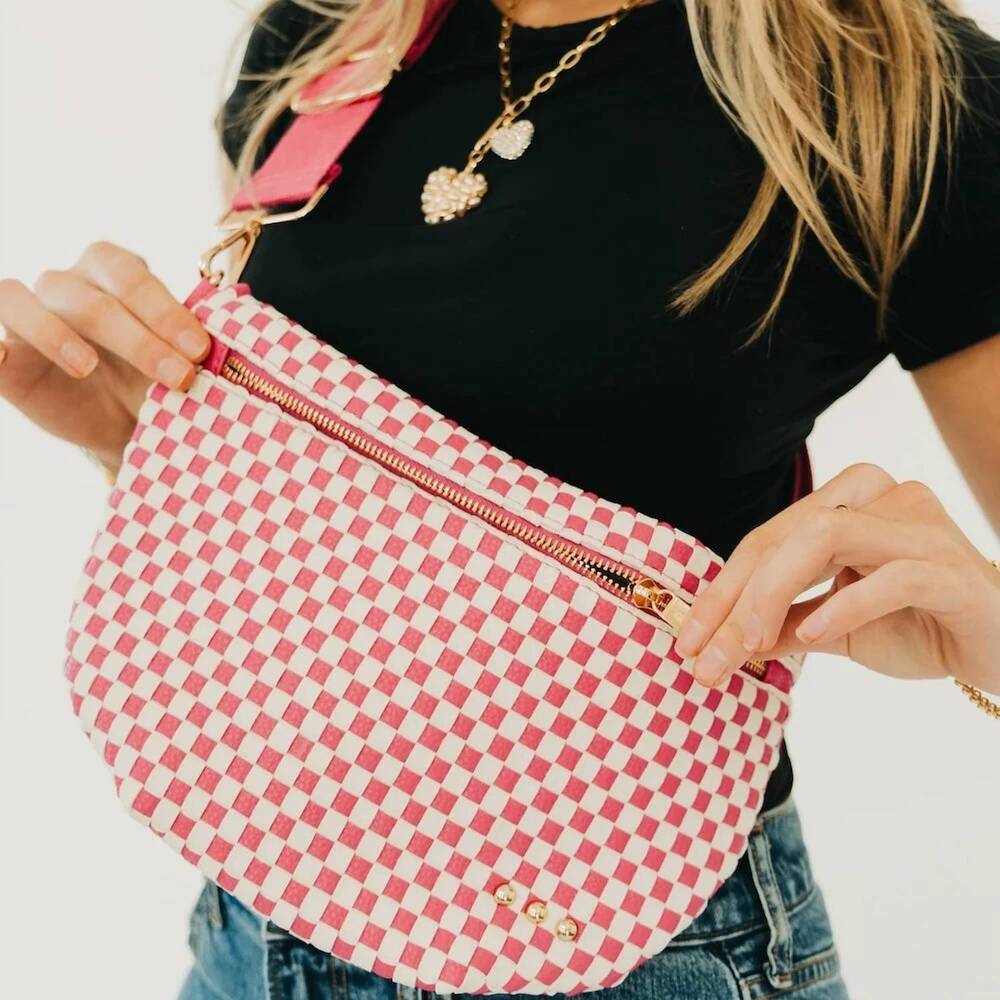 NEW PRETTY SIMPLE westlyn woven bum bag in checkered pink